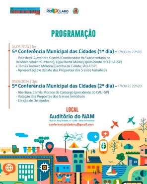 5ª CONFERÊNCIA MUNICIPAL DAS CIDADES - PROGRAMAÇÃO