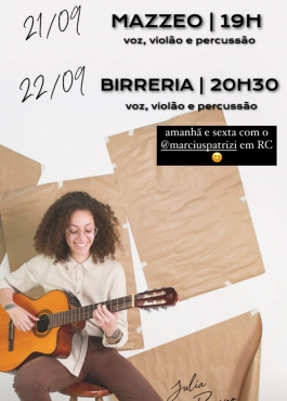 Julinha Pagano e Marcius - voz, violão e percussão
