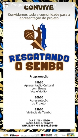 AGENDA CULTURAL - REGATANDO O SEMBA