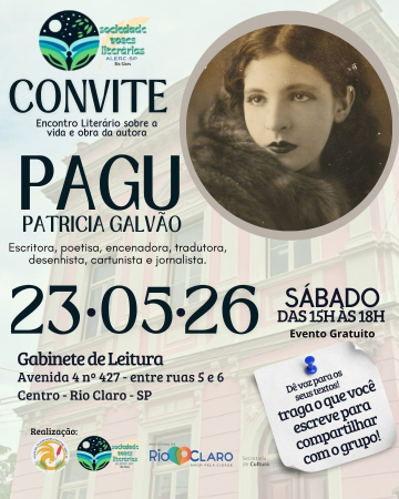 Agenda Cultural: Encontro literário sobre a vida e obra da autora Patrícia Galvão - PAGU