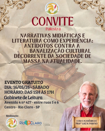 Literatura/palestra: Narrativas midiáticas e literatura como experiência - convite da ALERC